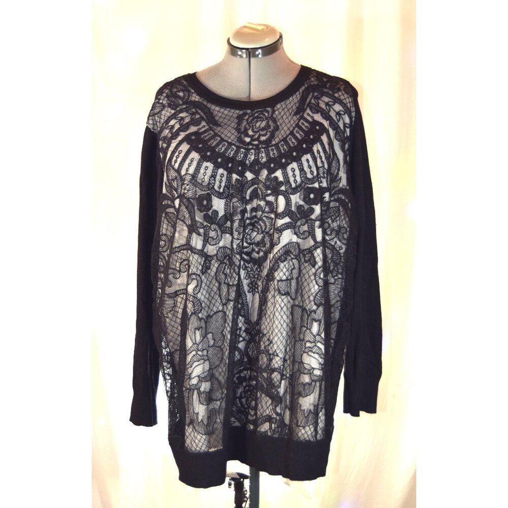 Simply Vera Wang Layered Look Black Sweater size 2X